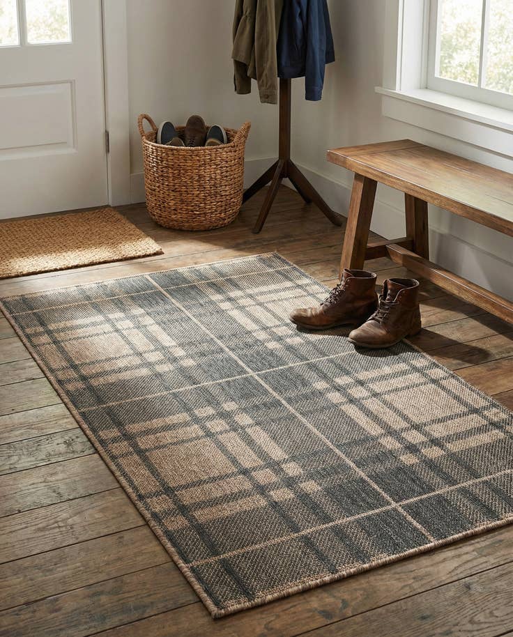Detail image of 3' x 5' 3 Easy-Clean Checkered Indoor / Outdoor Rug