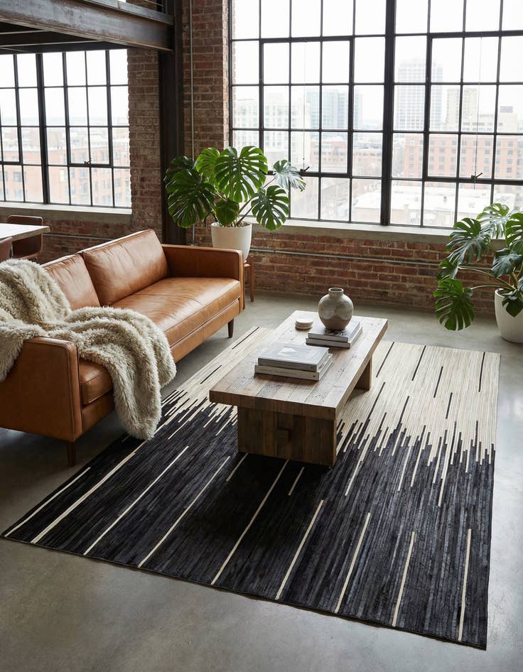 Detail image of 6' 1 x 9' Cowhide Leather Rug