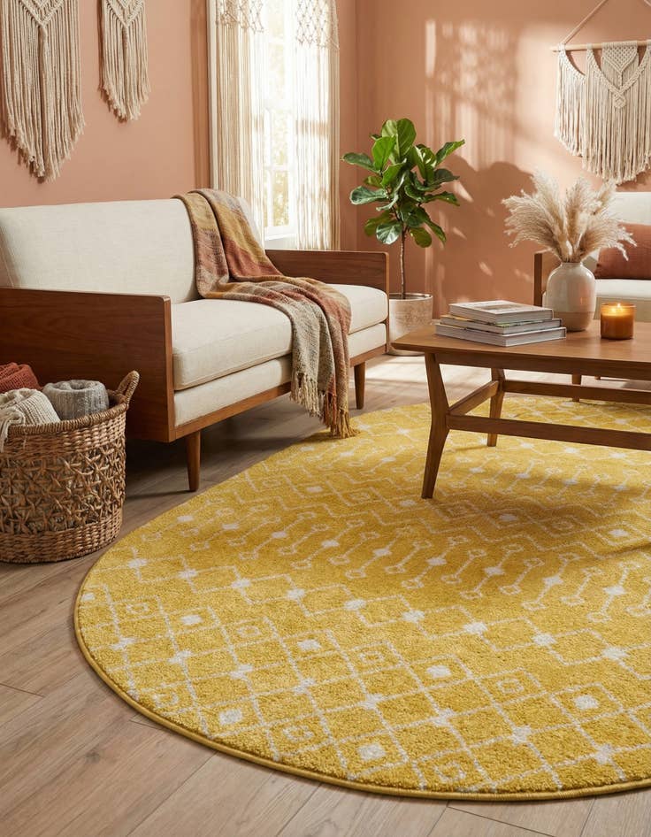 Detail image of 5' 3 x 8' Moroccan Trellis Oval Rug