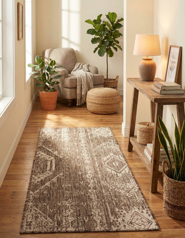 Detail image of 2' x 5' 3 Washable Bohemian Indoor / Outdoor Runner Rug