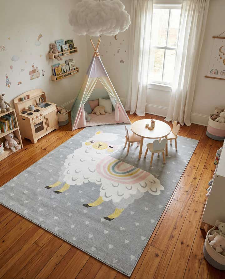 240cm x 305cm Llama Whimsy Kids Tapis