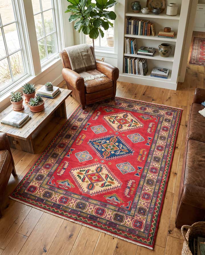 4' 4 x 6' 3 Hand Knotted Kazak Rug