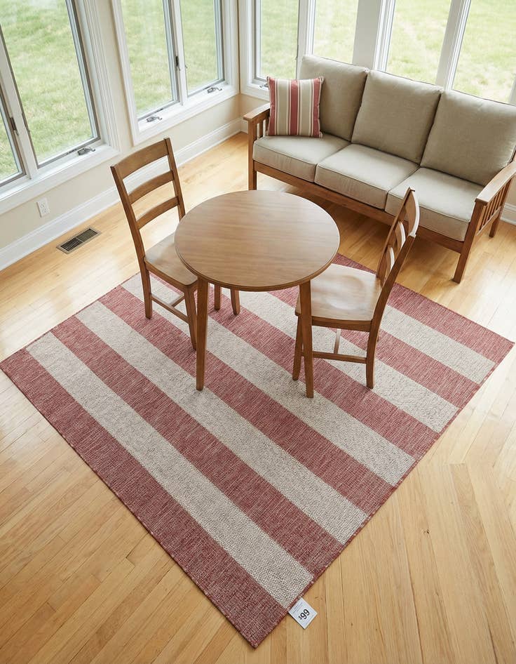 Detail image of 6' x 6' Washable Ribbon Indoor / Outdoor Square Rug