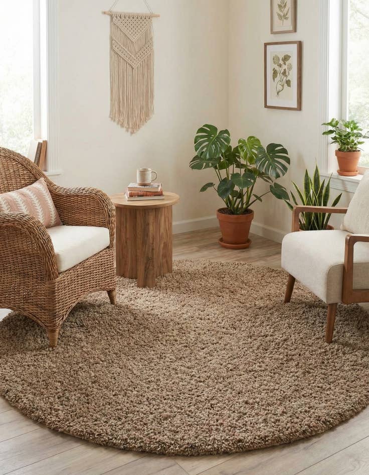 Detail image of 7' x 7' Solid Shag Round Rug