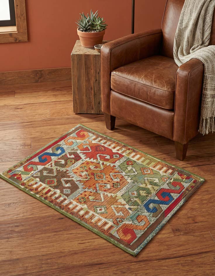 Detail image of 2' x 3' Easy-Clean Southwestern Indoor / Outdoor Rug