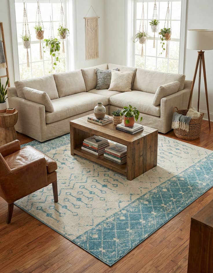 Detail image of 7' 10 x 7' 10 Moroccan Trellis Square Rug