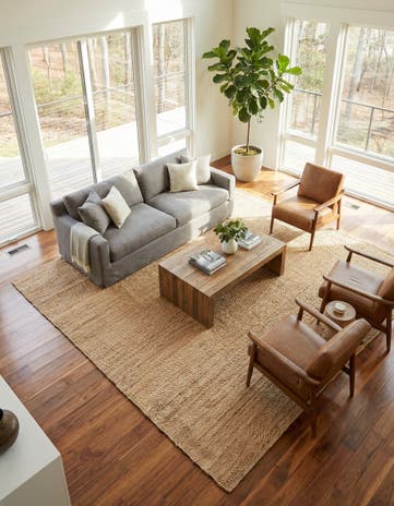 Natural Hand Woven Chunky Jute Square Rug