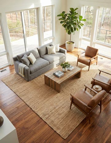 Natural Hand Woven Chunky Jute Square Rug