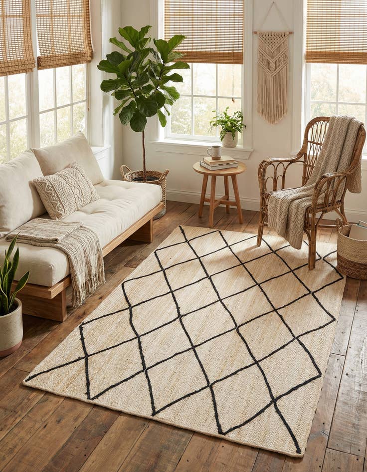 Detail image of 5' 1 x 8' Handmade Braided Jute Rug