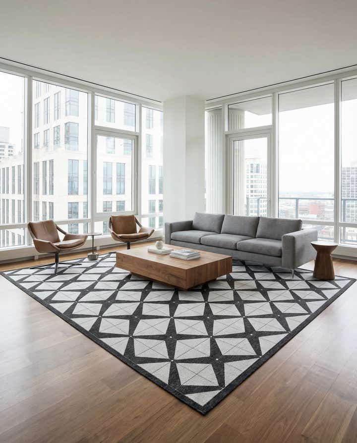 13' x 13' Easy-Clean Modern Indoor / Outdoor Square Rug