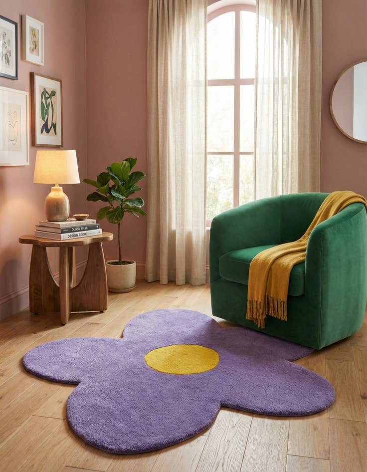 Detail image of 4' 1 x 4' 1 Happy Rugs Funky Flower Wool Round