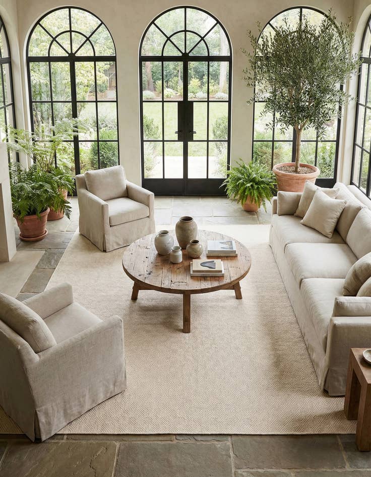 Detail image of 12' x 12' Hand Woven Geo Trellis Flatweave Square Rug