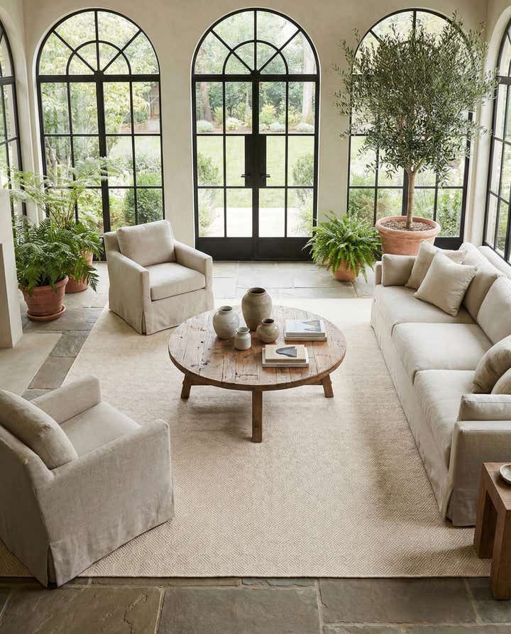 12' x 12' Hand Woven Geo Trellis Flatweave Square Rug
