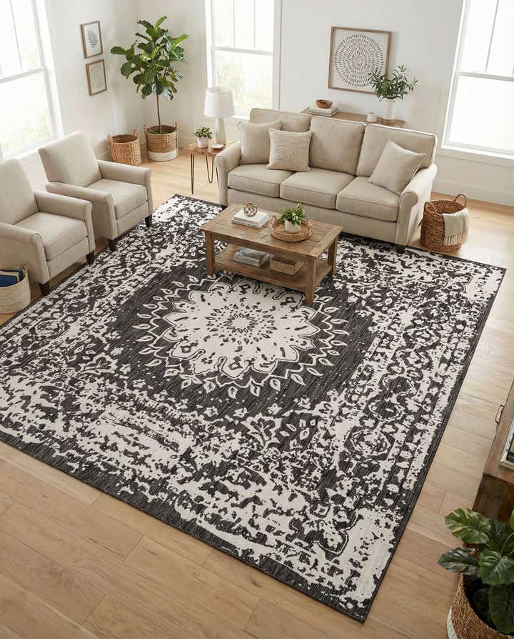 10' x 10' Easy-Clean Traditional Indoor / Outdoor Square Rug
