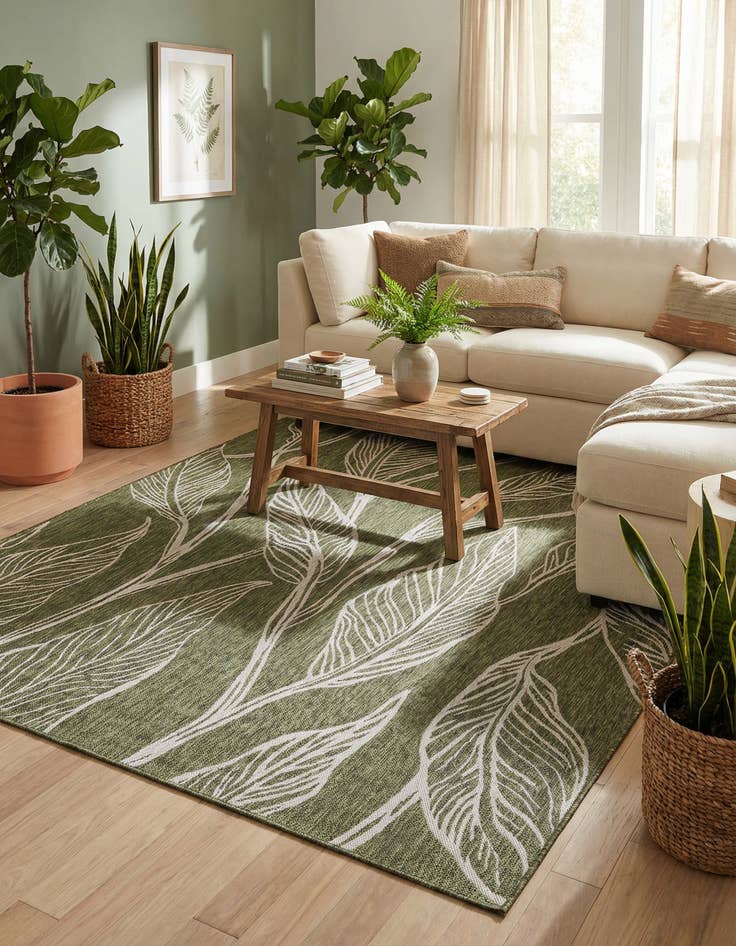 Detail image of 7' 10 x 10' Washable Botanical Indoor / Outdoor Rug