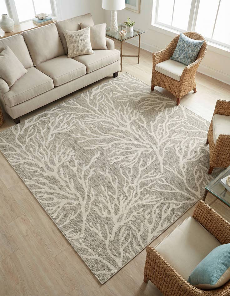 Detail image of 7' 10 x 7' 10  Washable Coastal Indoor / Outdoor Square Rug