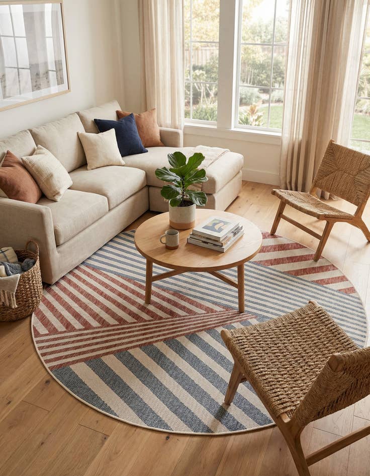 Detail image of 6' 7 x 6' 7 Washable Jill Zarin Indoor / Outdoor Round Rug