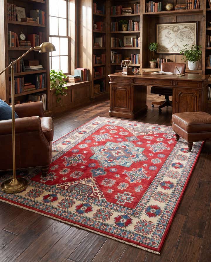 4' 11 x 6' 10 Hand Knotted Kazak Rug