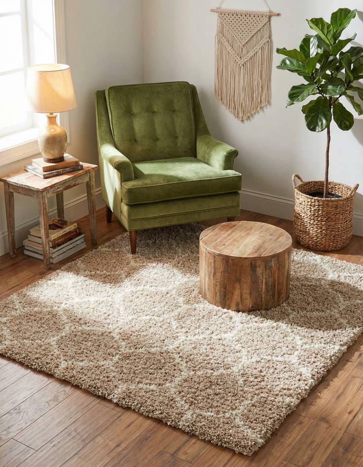 Detail image of 5' 3 x 5' 3 Lattice Shag Square Rug