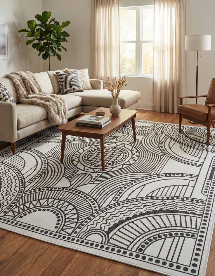 Detail image of 13' x 13'  Washable Traditional Indoor / Outdoor Square Rug