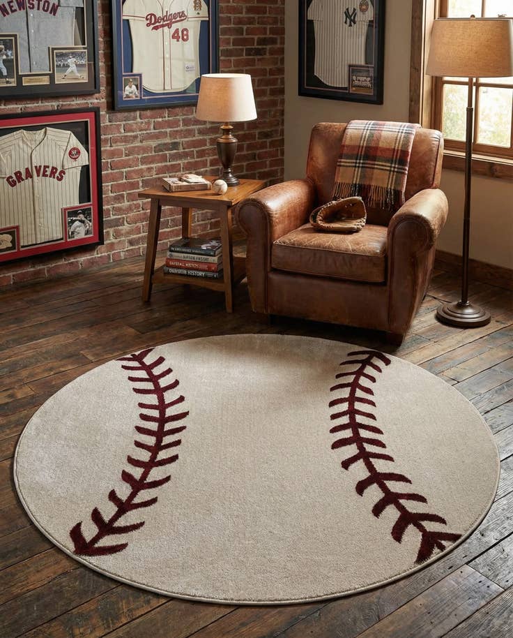 Detail image of 5' 3 x 5' 3 Sports Washable Round Rug