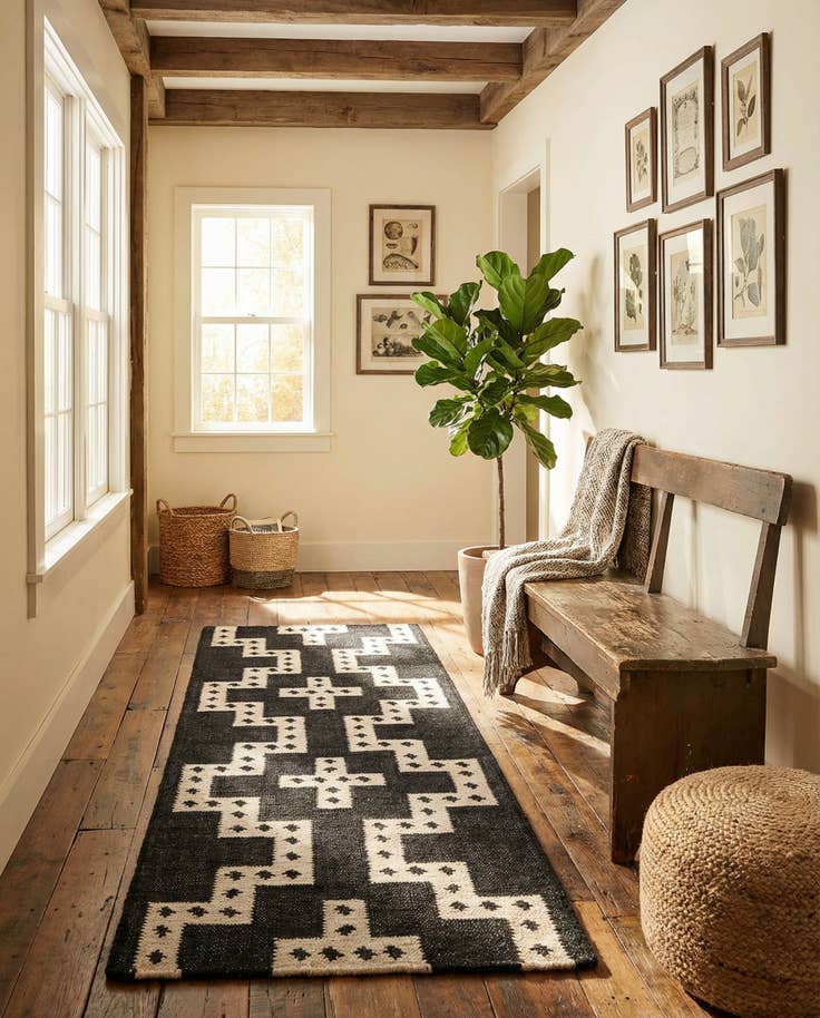 Detail image of 2' x 6' 1 Hand Woven Kilim Wool Runner Rug