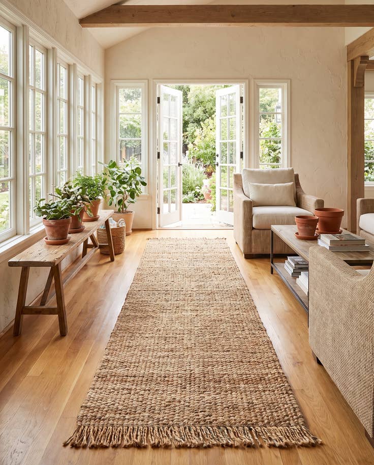 Detail image of 2' 7 x 12' Hand Woven Chunky Jute Runner Rug
