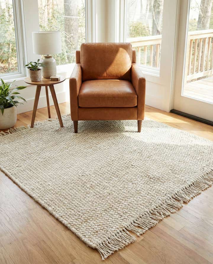 5' 1 x 5' 1 Hand Woven Chunky Jute Square Rug