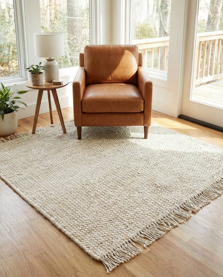 Detail image of 5' 1 x 5' 1 Hand Woven Chunky Jute Square Rug