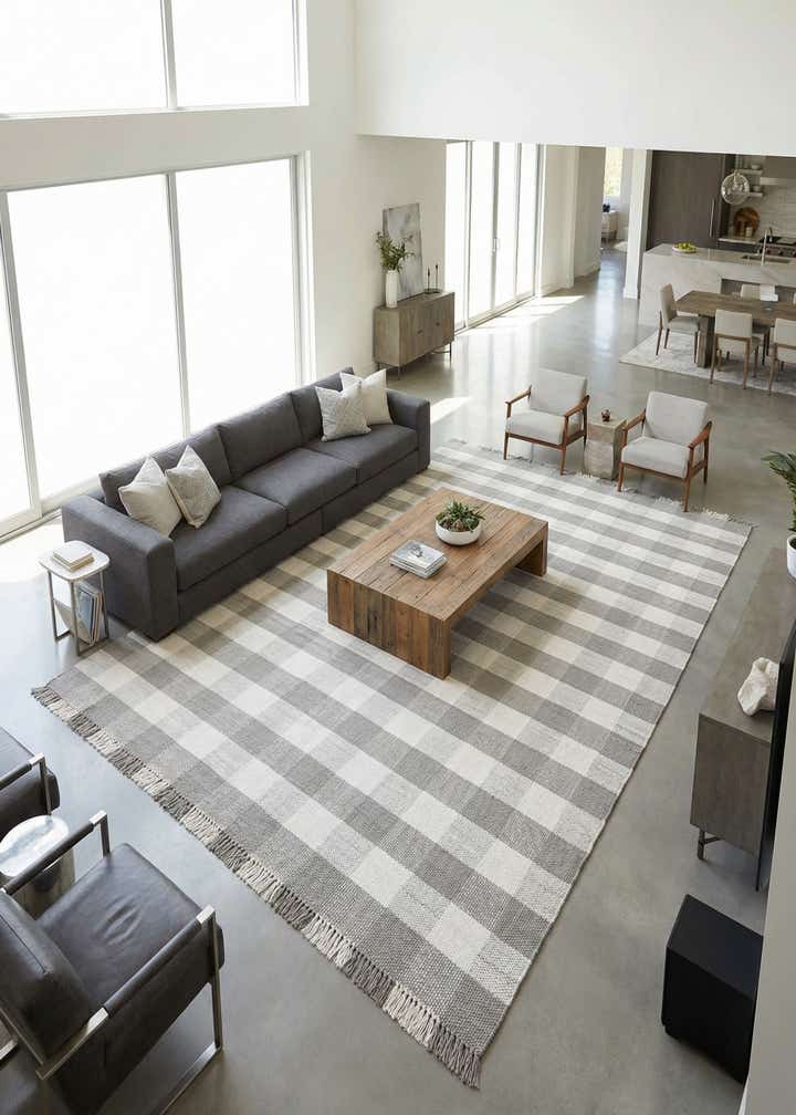 10' x 14' Easy-Clean Eco Plaid Washable Indoor / Outdoor Rug