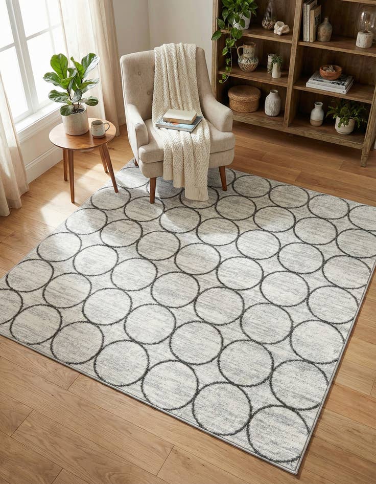 Detail image of  5' 3 x 5' 3 Lattice Trellis Square Rug