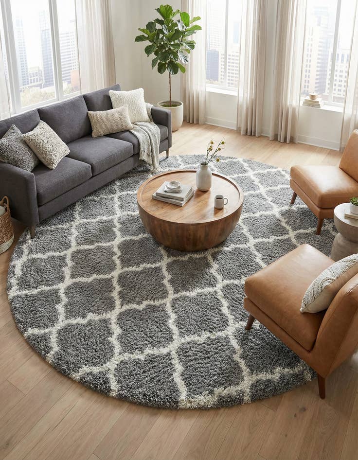 Detail image of 10' x 10' Trellis Shag Round Rug