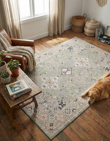 Light Green Kamala Washable Rug