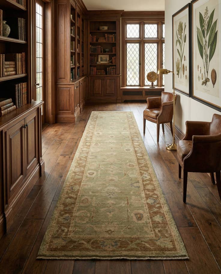 Detail image of 2' 11 x 11' 6 Hand Knotted Oushak Wool Runner Rug