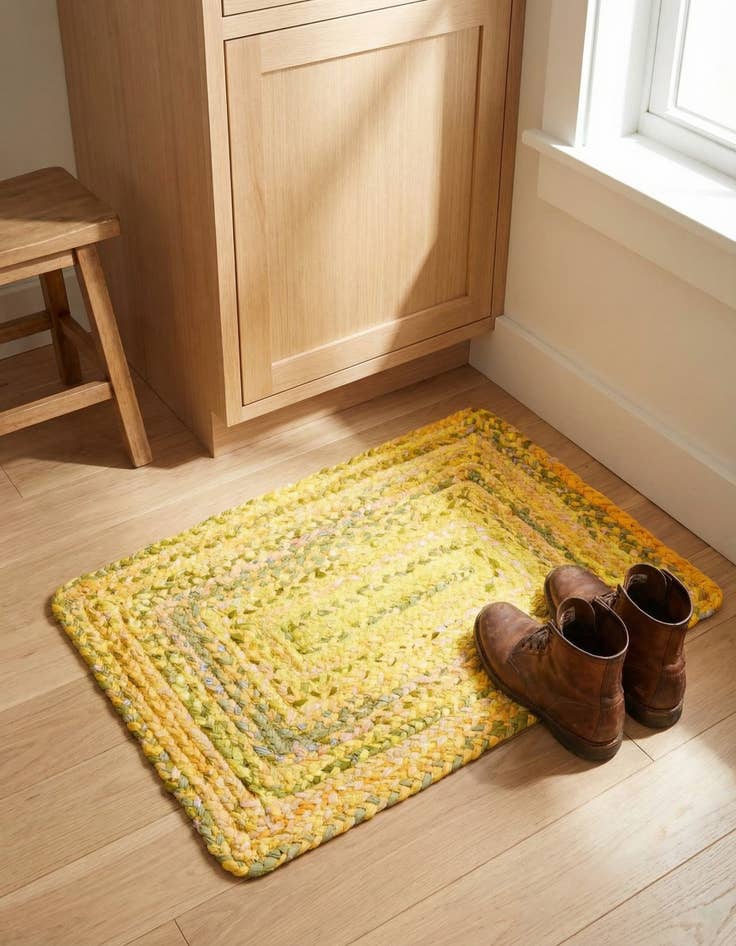 Detail image of 2' x 3' 1  Hand Braided Chindi Rug