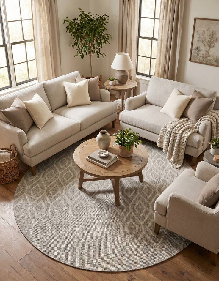 Detail image of 7' x 7' Easy-Clean Jill Zarin Turks and Caicos Indoor / Outdoor Round Rug