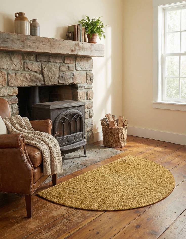 Detail image of 2' 2 x 3' 7  Hand Braided Jute Hearth Rug