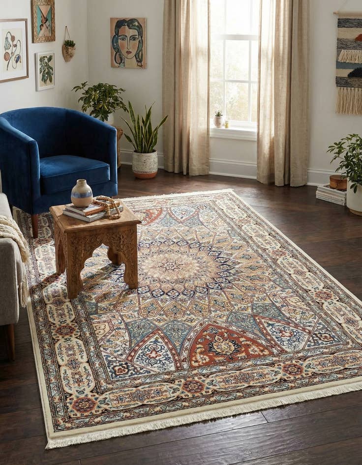 Detail image of 5' 3 x 8' Nain Design Rug