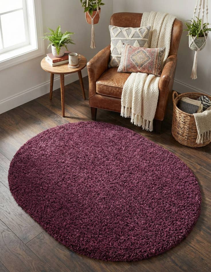 Detail image of 3' x 5' 3 Solid Shag Oval Rug