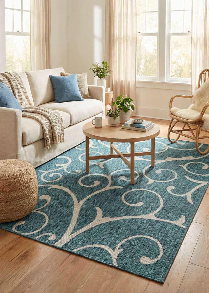 5' 3 x 8' Easy-Clean Botanical Indoor / Outdoor Rug