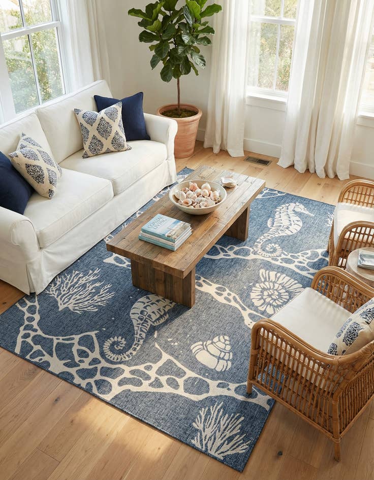 Detail image of 6' x 9' Washable Coastal Indoor / Outdoor Rug