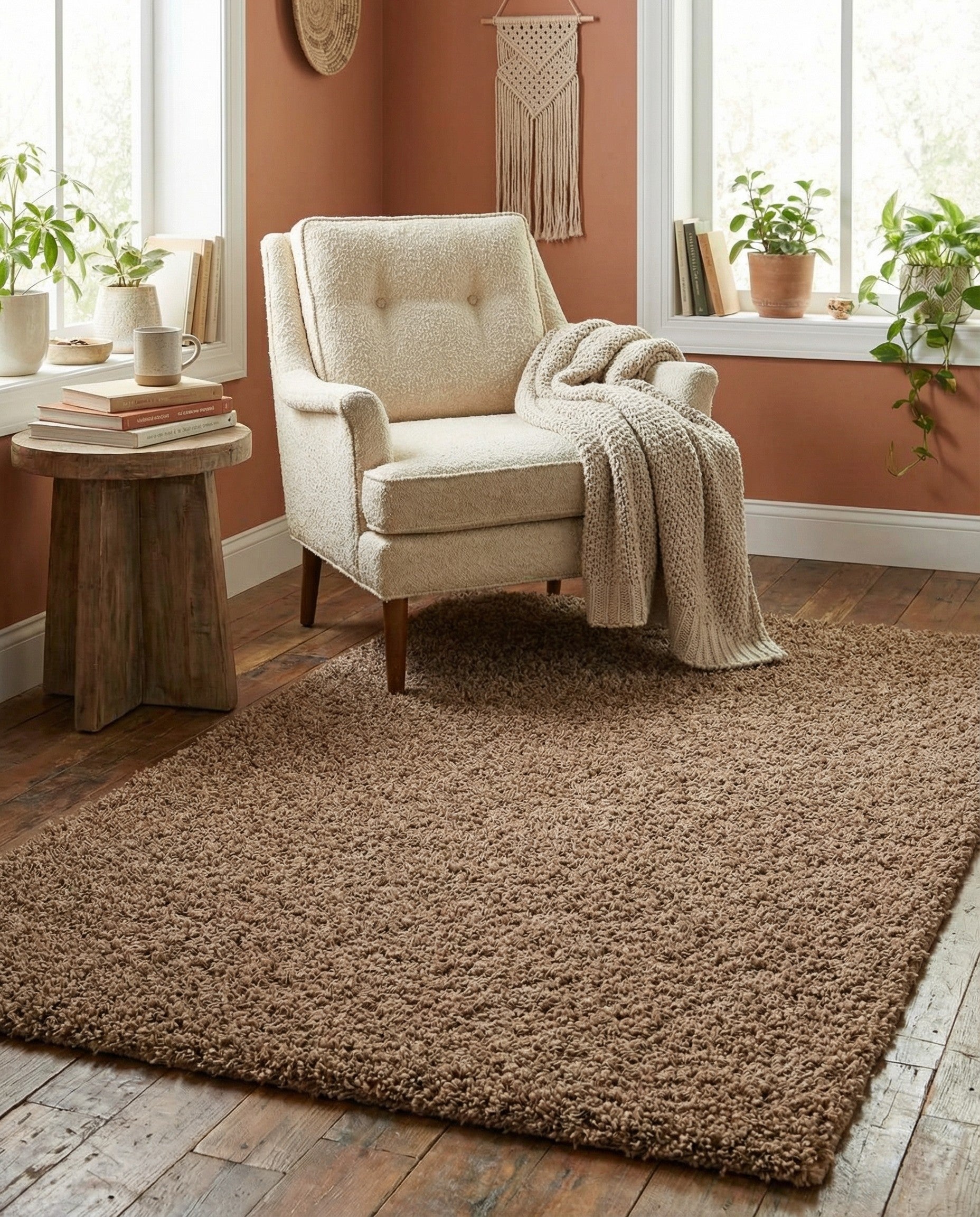 Sandy Brown 4' x 6' Solid Shag Rug | Rugs.com