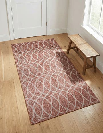Rust Red Easy-Clean Lattice Indoor / Outdoor Rug
