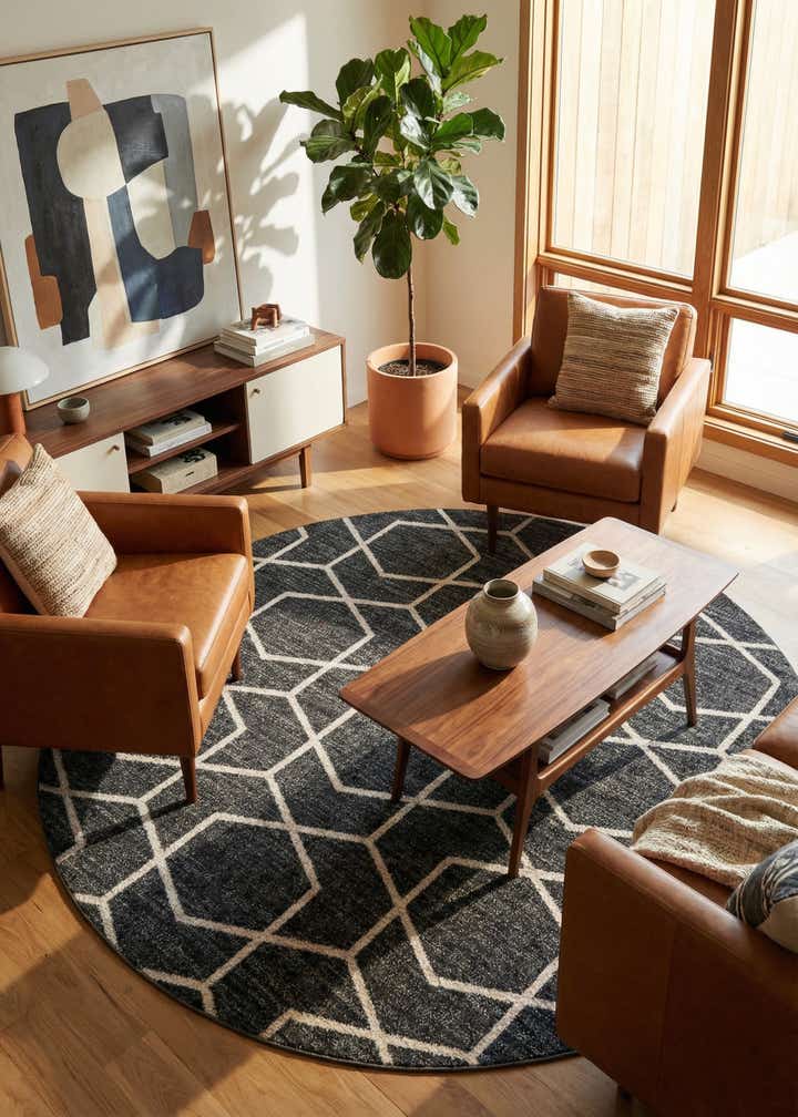 7' x 7' Eco Trellis Round Rug