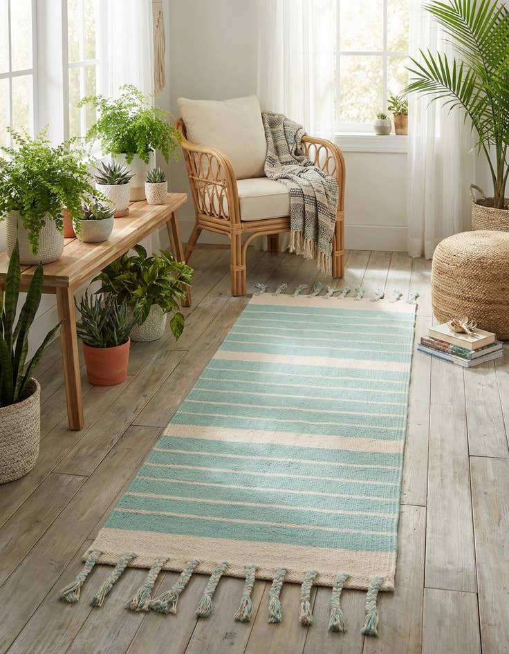 Detail image of 2' 2 x 6' 1  Hand Woven Chindi Cotton Runner Rug