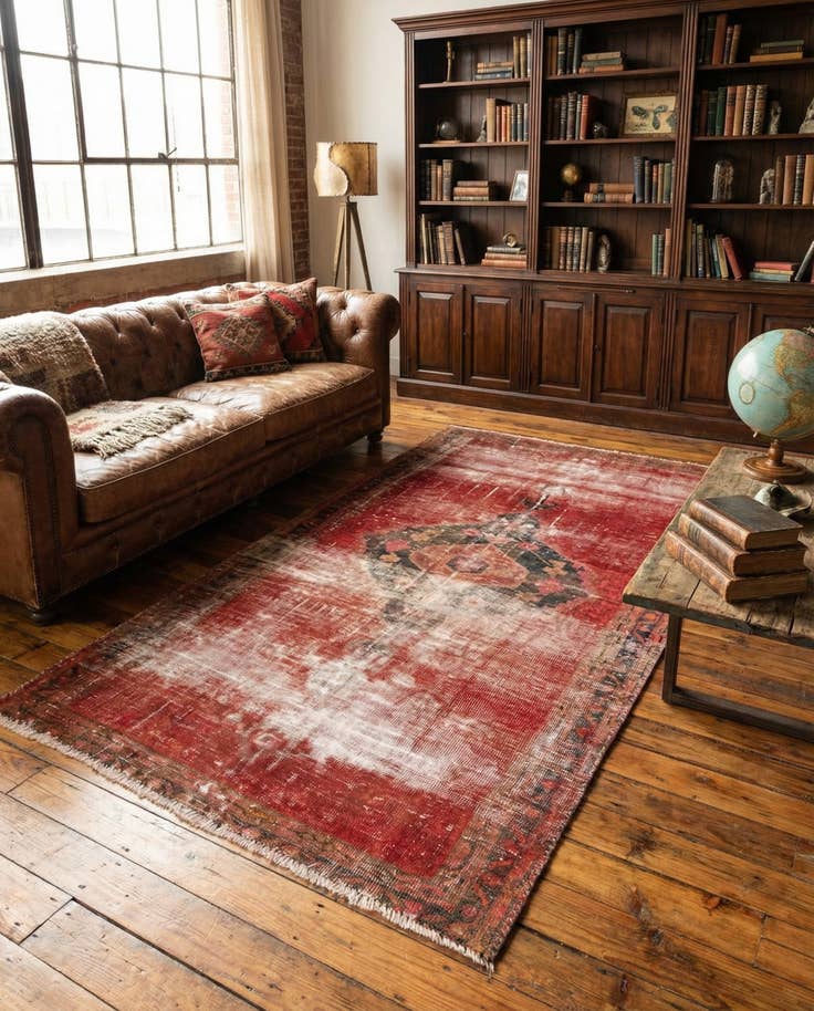 Detail image of 4' 1 x 6' 9 Hand Knotted Ultra Vintage Persian Wool Rug