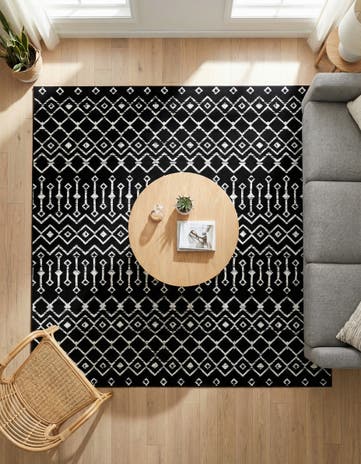 Black Kasbah Trellis Square Rug