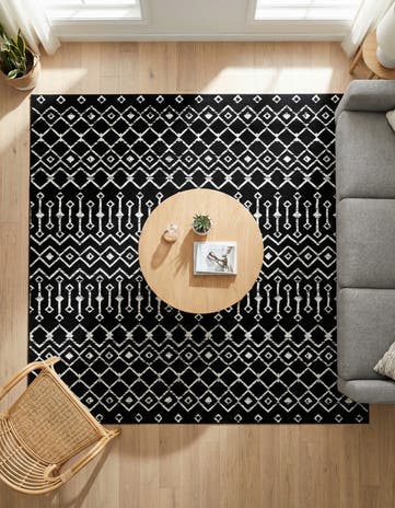 Black Kasbah Trellis Square Rug