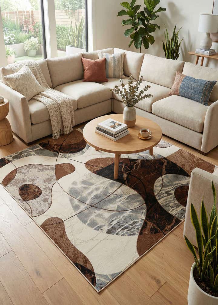 8' x 8' Easy-Clean Modern Indoor / Outdoor Square Rug