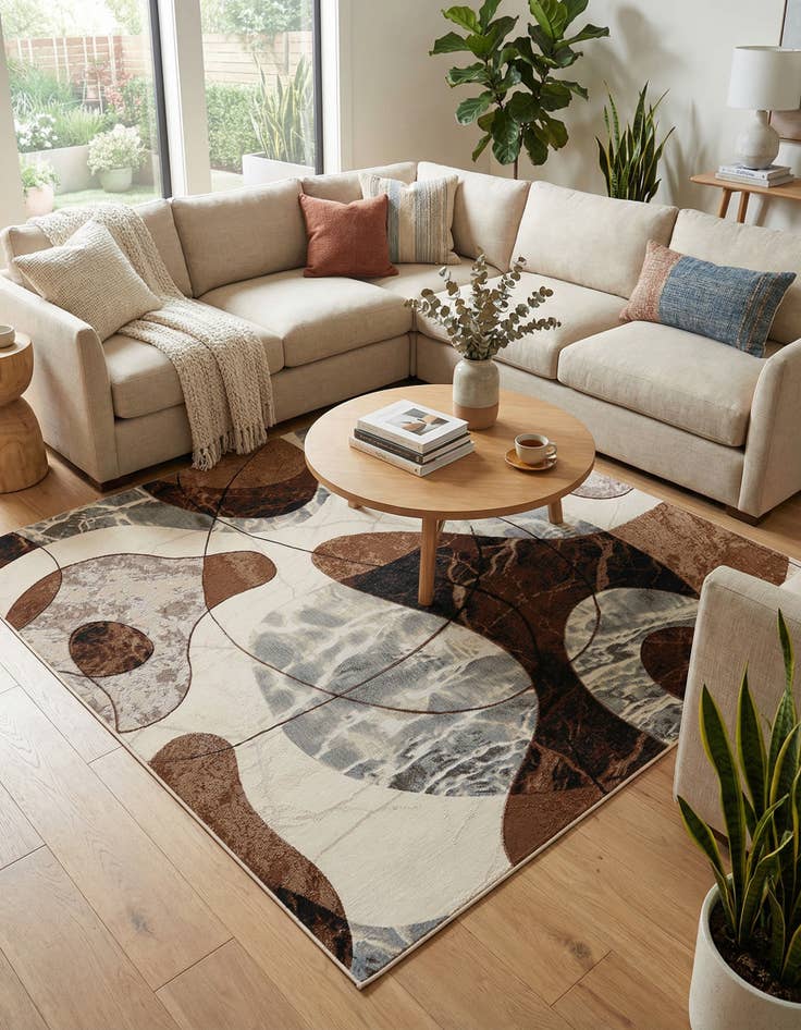 Detail image of 8' x 8'  Washable Modern Indoor / Outdoor Square Rug